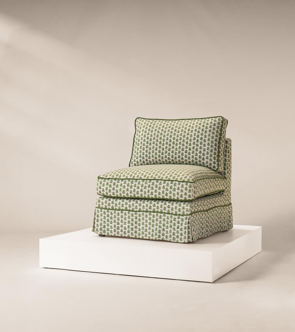 Elizabeth Armchair in Evergreen Tobias & The Angel Coral Print