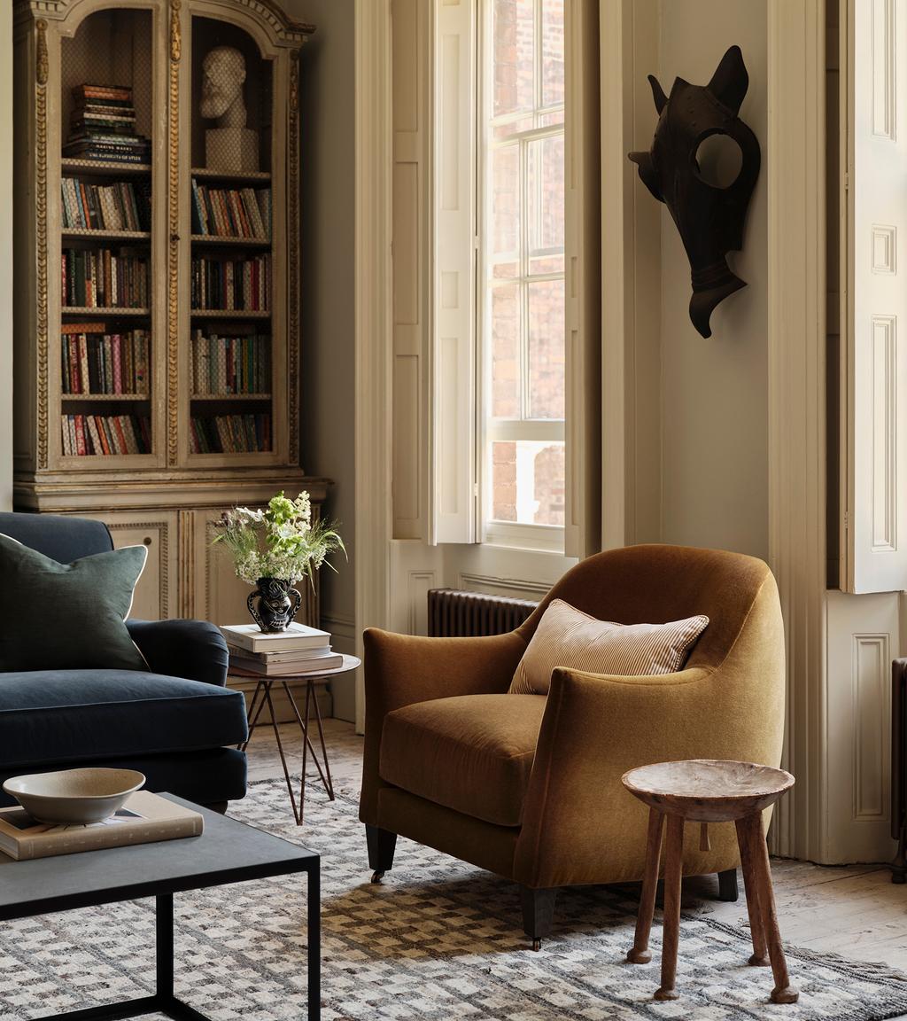 Bloomsbury Armchair in Ochre Kid Mohair