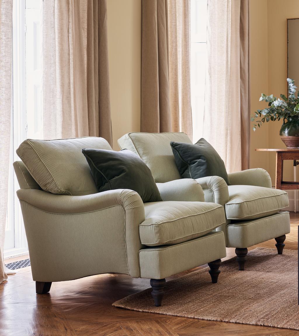 Eliza Armchair in Sage Mini Stripe