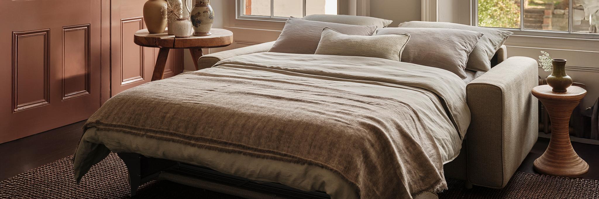 Emily Sofa Bed in Green Herringbone