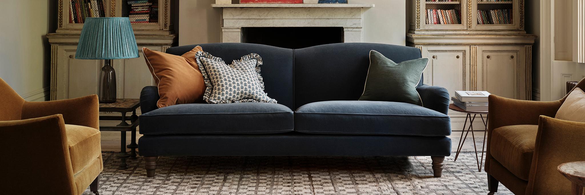 Eliza Sofa in Storm Blue Rich Velvet