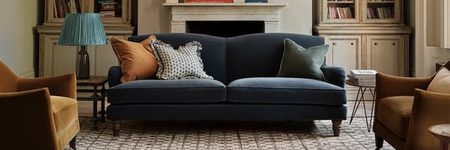 Eliza Sofa in Storm Blue Rich Velvet