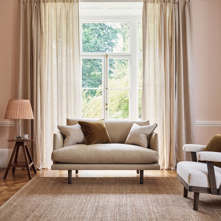 Ottilie Loveseat in Biscotti Everyday Linen