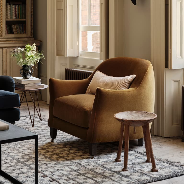 Bloomsbury Armchair in Ochre Kid Mohair