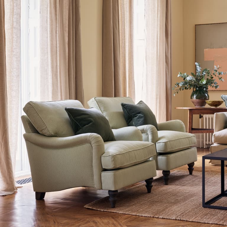 Florence Armchair in Sage Mini Stripe