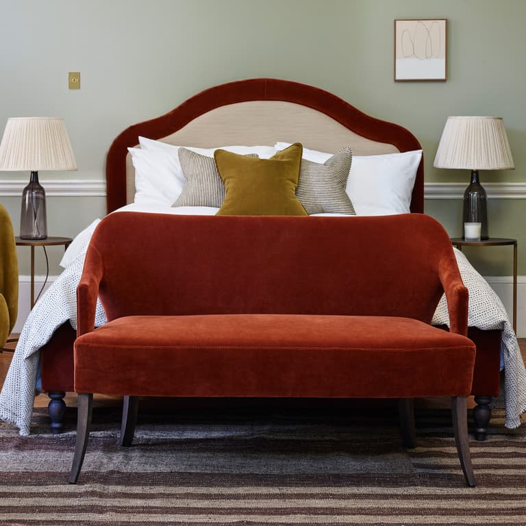 Madison Bench in Garnet Rich Velvet 