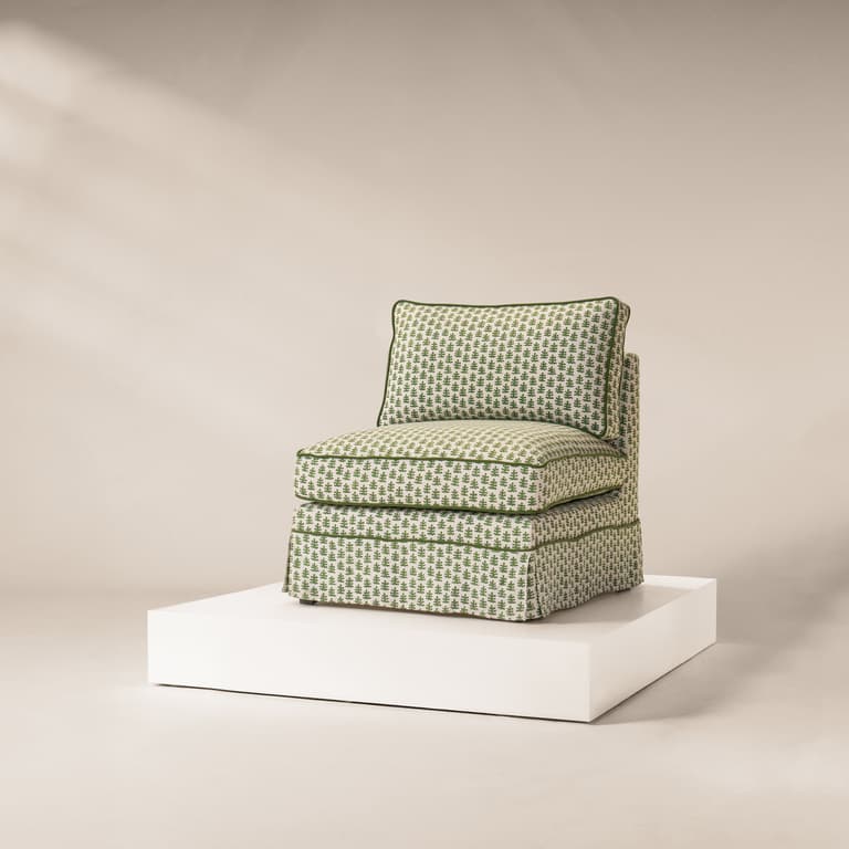 Elizabeth Armchair in Evergreen Tobias & The Angel Coral Print