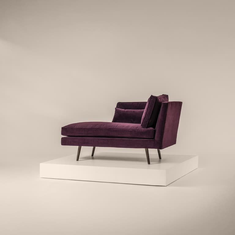 Tallulah Chaise Lounge in Mulberry Recycled Velvet