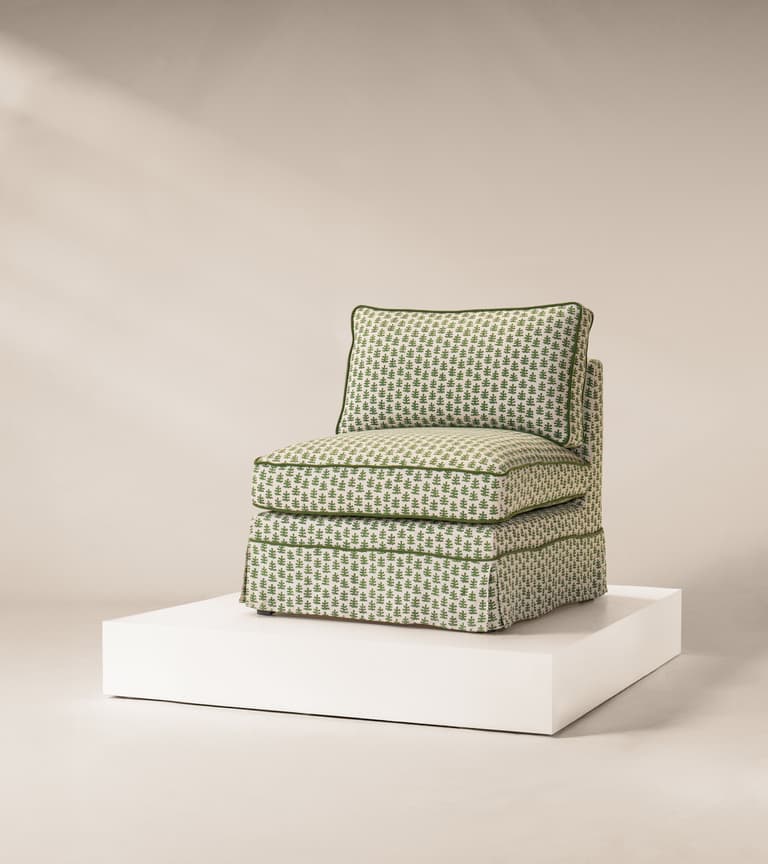 Elizabeth Armchair in Evergreen Tobias & The Angel Coral Print