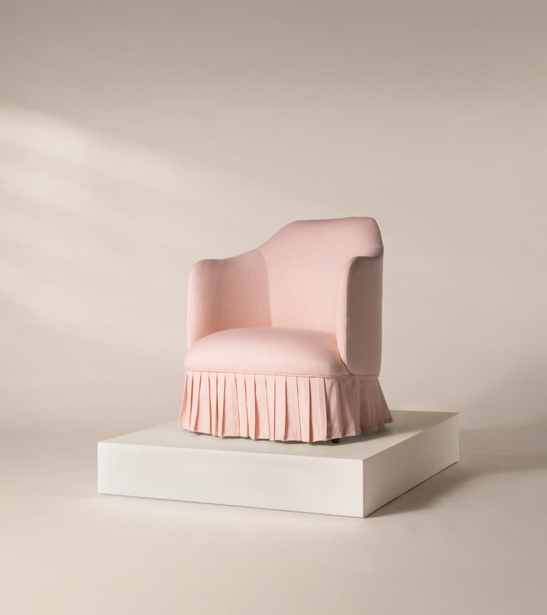 Mabel Armchair in Pink Small Stripe