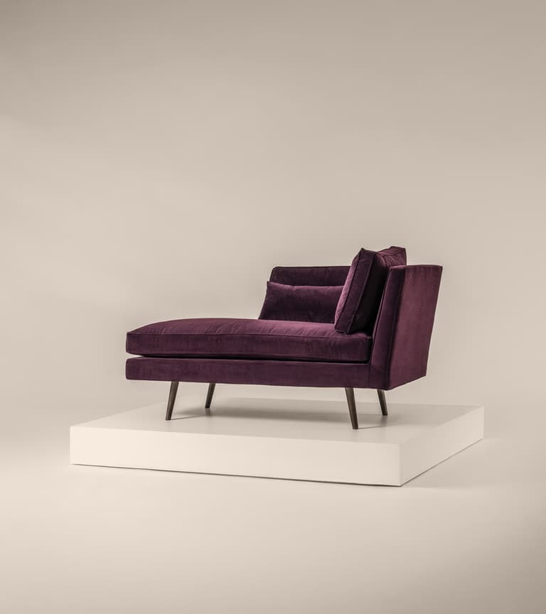 Tallulah Chaise Lounge in Mulberry Recycled Velvet