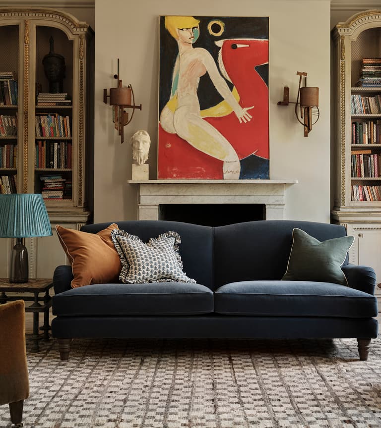 Eliza Sofa in Storm Blue Rich Velvet