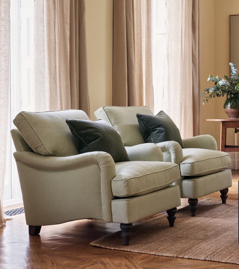 Eliza Armchair in Sage Mini Stripe