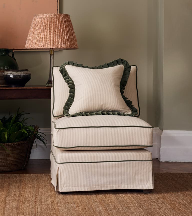 Elizabeth Armchair in Sage Mini Stripe